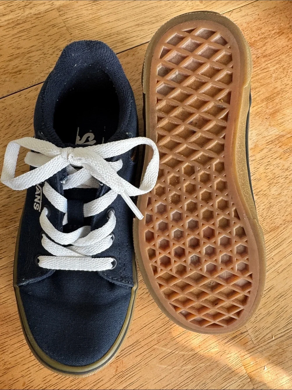 Vans Kids Navy Canvas Sneakers with White Laces Sz 12